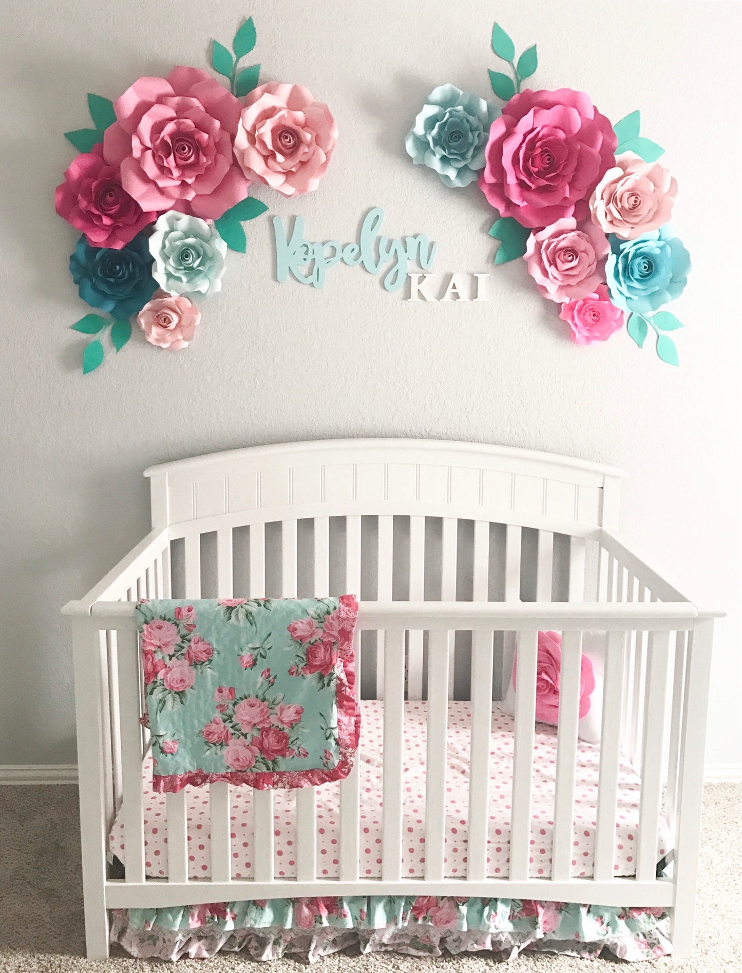 Large paper flowers for baby girl nursery or baby shower