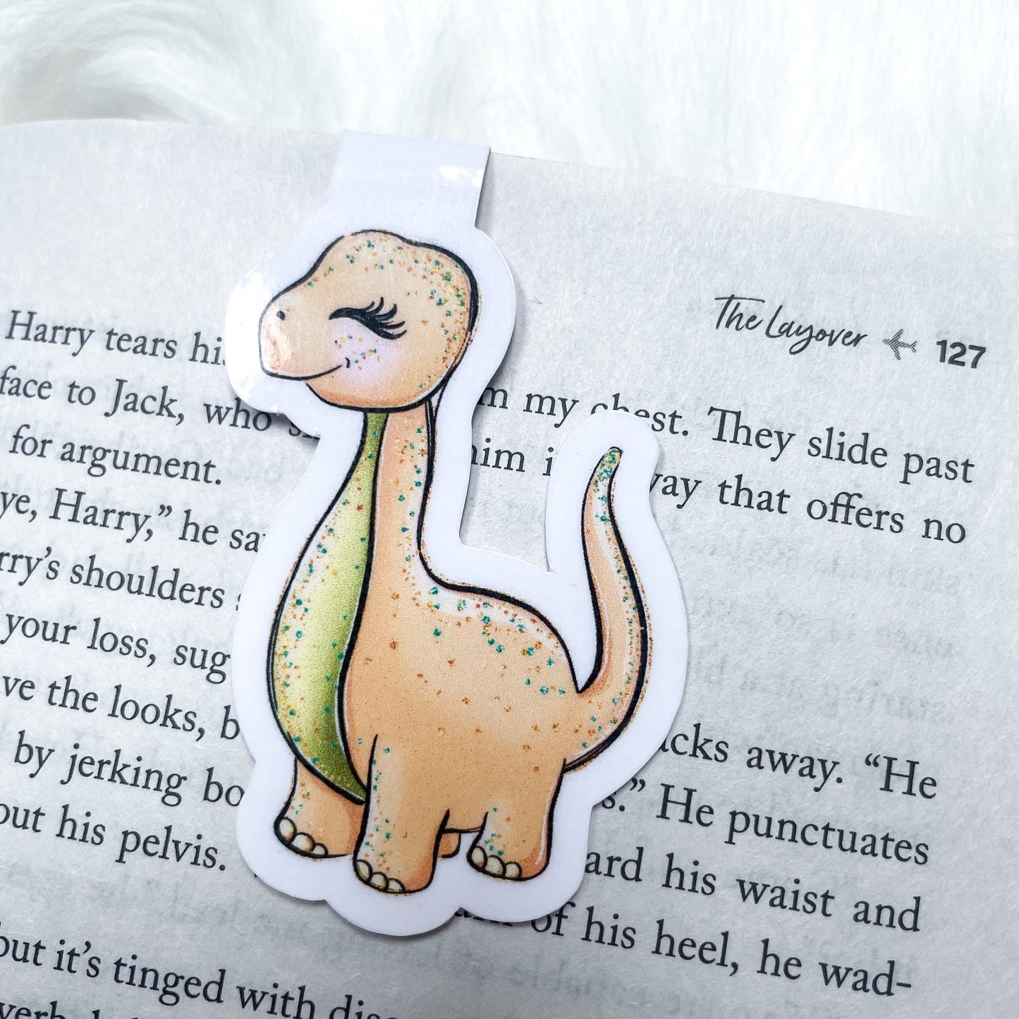 Brontosaurus Cartoon Dino Magnetic Bookmark