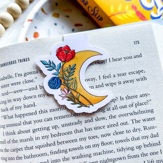 Boho Floral Moon Magnetic Bookmark