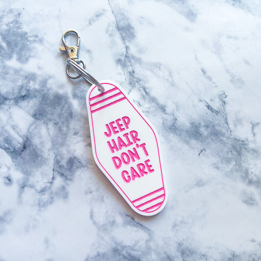 Jeep Hair Don't Care Vintage Motel Keychain