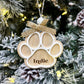 Personalized Wood Dog Paw Ornament