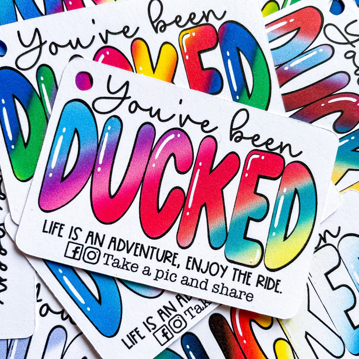Colorful Bubble Lettering Ducking tags