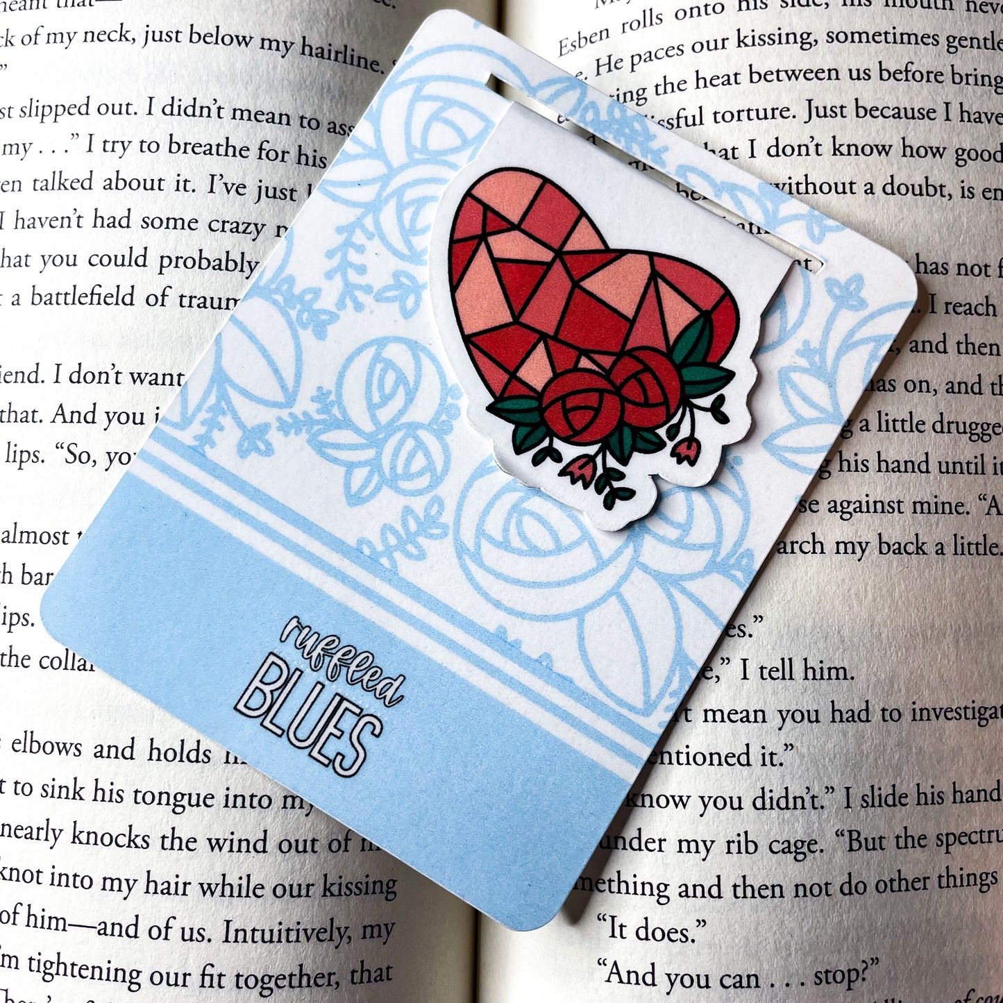 Geometric Floral Heart Magnetic Bookmark
