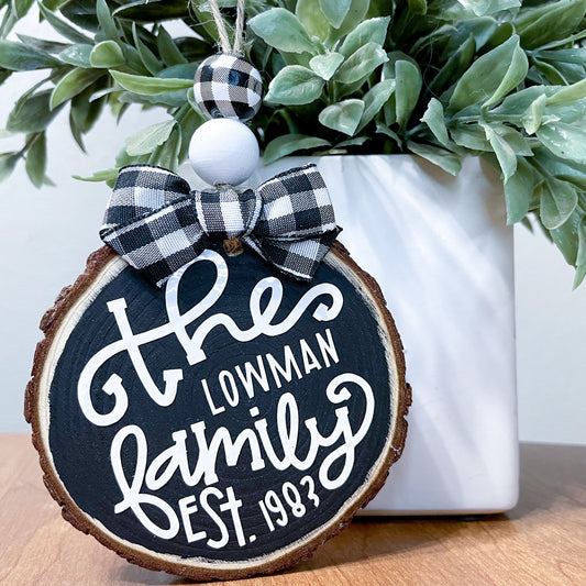 Family Name Wood Slice Ornaments