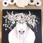 Hollihocks inspired white and black paper flower arrangement